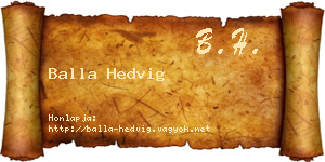 Balla Hedvig névjegykártya